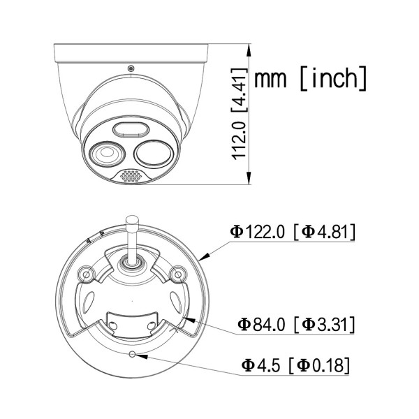 Comprare DAHUA TPC-DF1241-B7F8-DW-S2 Dome termico IP DUAL 256*192 7mm + 4M 8mm IP67 12V PoE
