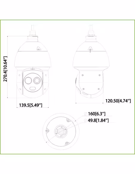 Comprar DAHUA TPC-SD2221-B3F4 Domo PTZ Híbrido IP Térmico AI 256*192 3.5mm + 2M 4mm IP66 12V PoE+ AUDIO E/S