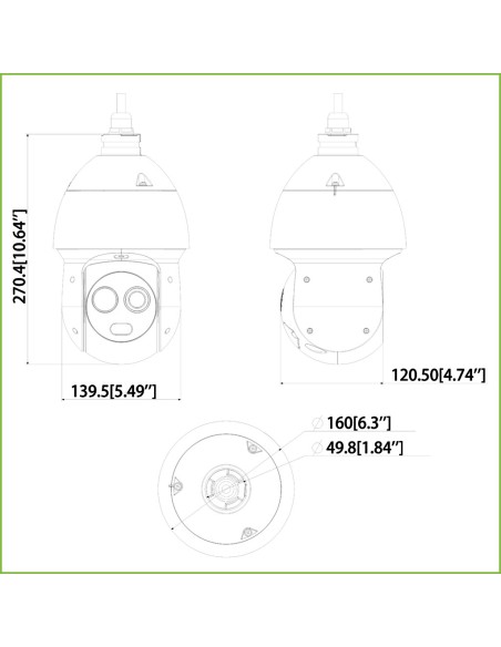 Kaufen DAHUA TPC-SD2221-B3F4 Hybrid-PTZ-IP-Thermo-AI-Dome 256*192 3.5mm + 2M 4mm IP66 12V PoE+ Audio Ein/Ausgang