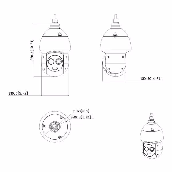 Acquistare DAHUA TPC-SD2241-B3F4-DW-S2 Dome PTZ ibrido IP termico 256*192 3.5mm + 4M 4mm IP66 12V PoE+ AUDIO I/O AI