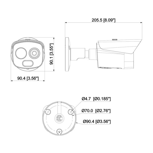 Acheter DAHUA TPC-BF1241-TB7F8-DW-S8 Caméra thermographique IP DUAL 256*192 7 mm + 4M 8 mm IP67 12V PoE AUDIO E/S