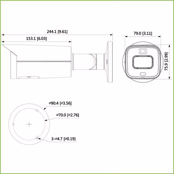 Comprar DAHUA IPC-HFW5241T-AS-PV-0360B Tubular IP H265 AI 2M WDR Starlight+ 1LED/2IR60m 3.6mm IP67 IK10 PoE AUDIO MIC/Altavoz E/