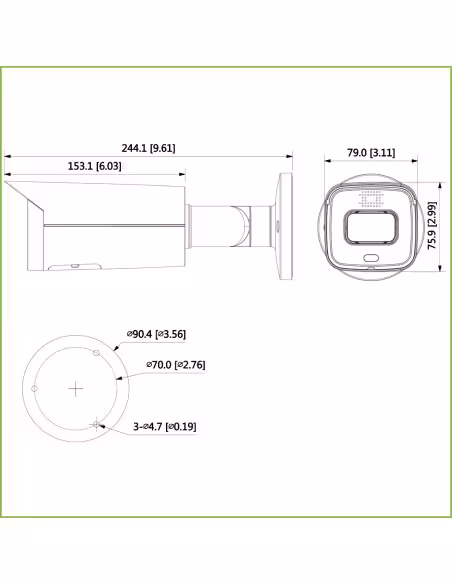 Comprar DAHUA IPC-HFW5241T-AS-PV-0360B Tubular IP H265 AI 2M WDR Starlight+ 1LED/2IR60m 3.6mm IP67 IK10 PoE AUDIO MIC/Altavoz E/
