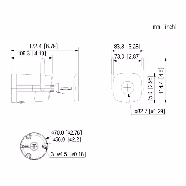 Comprar DAHUA IPC-HFW1339DTK1-SW-PV-0280B Tubular IP H265 3M Iluminación Dual LED30m/IR30m 2.8mm IP67 MIC/Altavoz WiFi AI