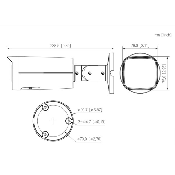 Acheter DAHUA IPC-HFW2449T-ZAS-IL-B Caméra tube IP 4 Mpx H265 FULL COLOR WDR Éclairage double LED 60 m / IR 60 m 2.7-13.5mm IP67