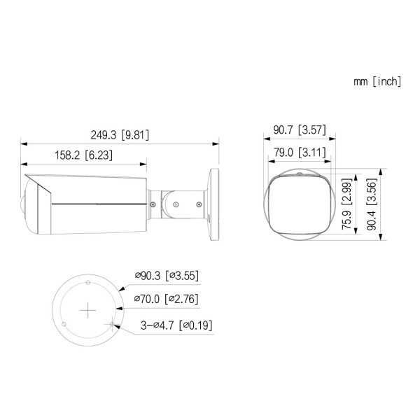 Acheter DAHUA IPC-HFW3441T-AS-P Caméra IP tubulaire grand angle H265 4M WDR Starlight IR 20 m 2.1mm IP67 PoE AUDIO MIC E/S IA