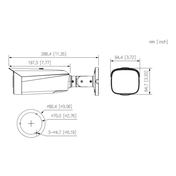 Acquistare DAHUA IPC-HFW3449T1-AS-PV-0280B-S4-B Telecamera IP tubolare TiOC 2.0 H265 4M WDR Illuminazione doppia LED30m/IR30m 2.