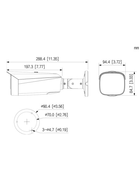 Acheter DAHUA IPC-HFW3449T1-ZAS-PV-S5-B Caméra tube IP TiOC 3.0 H265 4M WDR Éclairage double LED40m/IR50m 2.7-13.5VFM IP67 PoE M