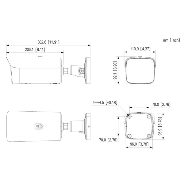 Acheter DAHUA IPC-HFW5459Z-ZHE-PV-PRO Caméra IP tubulaire WizColor PRO H.265 4 Mpx WDR 140 dB Éclairage double LED 60 m / IR 60 