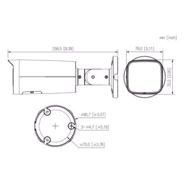 Acheter DAHUA IPC-HFW3649T-ZS-IL-B Caméra tube IP 6M H265 FULL COLOR WDR Éclairage double LED 60 m / IR 60 m 2.7-13.5mm IP67 PoE