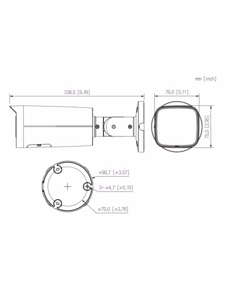 Acheter DAHUA IPC-HFW3649T-ZS-IL-B Caméra tube IP 6M H265 FULL COLOR WDR Éclairage double LED 60 m / IR 60 m 2.7-13.5mm IP67 PoE