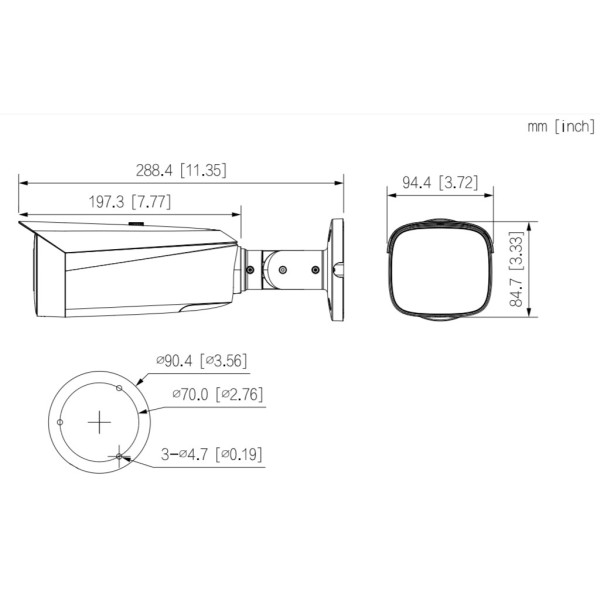 Acheter DAHUA IPC-HFW3849T1-AS-PV-0280B-S5-DG Caméra IP tubulaire TiOC 3.0 H265 8M WDR Éclairage double LED 30 m / IR 30 m 2.8mm