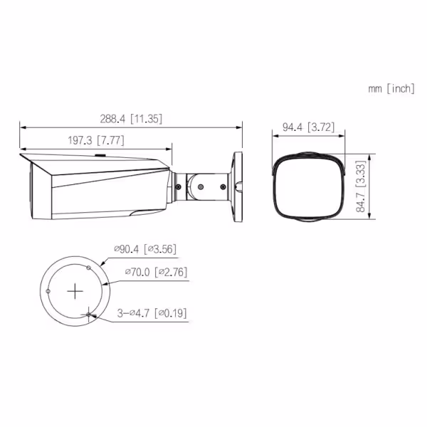 Comprar DAHUA IPC-HFW5849T1-ASE-LED-0360B-S2 Tubular IP H265 8M FULL COLOR WDR140dB Starlight LED60m 3.6mm IP67 ePoE SD MIC AUDI