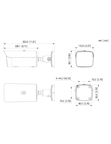 Acheter DAHUA IPC-HFW5859Z-ZHE-PV-PRO Caméra tubulaire IP WizColor PRO H265 8 Mpx WDR 130 dB Éclairage double LED 60 m / IR 60 m