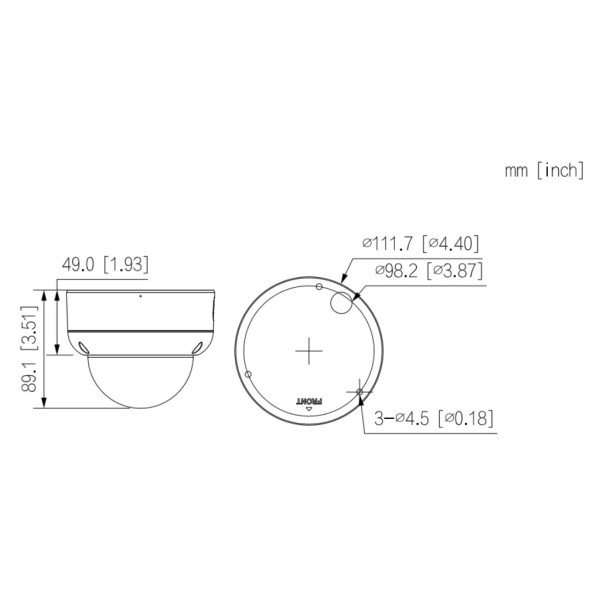 Acheter DAHUA IPC-HDBW3241E-S-0280B-S2 Dôme IP H265 2M WDR Starlight IR 50 m 2.8mm IK10 IP67 PoE MIC IA