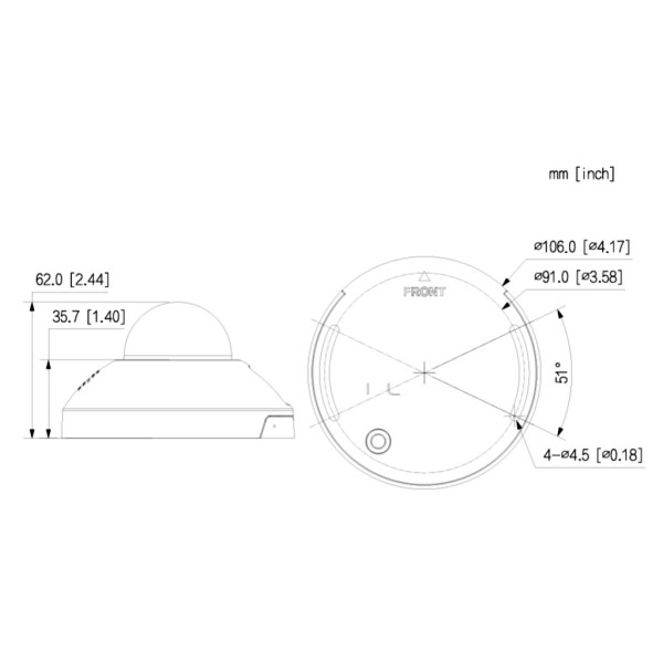 Acheter DAHUA IPC-HDPW5441C-AS-PV Caméra d’ascenseur IP H265 4M WDR Starlight LED/IR10m 2.1mm PoE MIC/haut-parleur E/S IA
