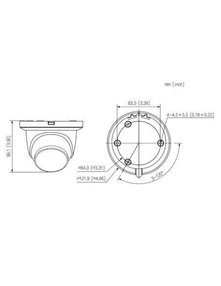 Acheter DAHUA IPC-HDW5442TM-ASE-0280B-S3 Mini-dôme IP H265 4 Mpx WDR 140 dB Deeplight IR 50 m 2.8mm IP67 PoE AUDIO MIC E/S IA