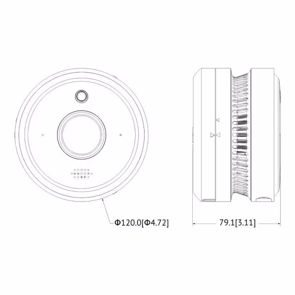 Comprar DAHUA HY-SAV849HA-E Cámara circular IP 5M DN WDR90dB 3DNR IR20m 2.0mm AUDIO MIC E/S con detección de humo e incendio AI