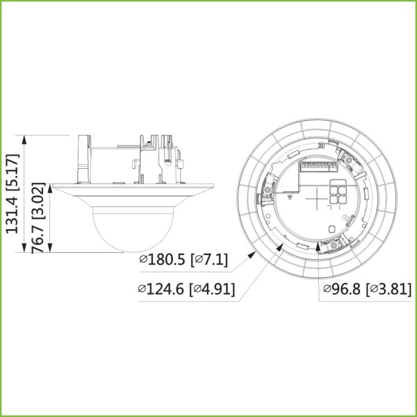 Acheter DAHUA IPC-HDPW5541G-Z Dôme IP encastré H265 IA 5 Mpx Jour/Nuit WDR Starlight IR 40 m 2.7-13.5VFM PoE SD AUDIO E/S