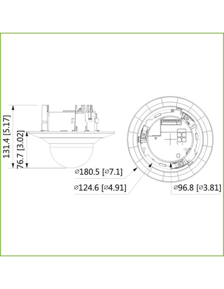 Acheter DAHUA IPC-HDPW5541G-Z Dôme IP encastré H265 IA 5 Mpx Jour/Nuit WDR Starlight IR 40 m 2.7-13.5VFM PoE SD AUDIO E/S