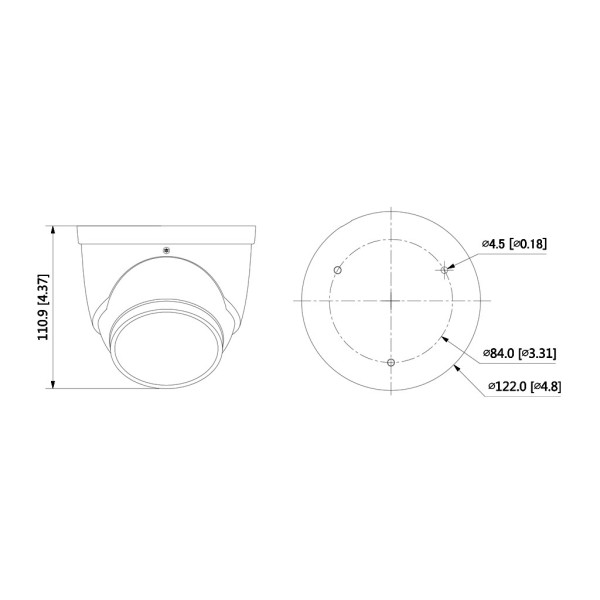 Comprare DAHUA IPC-HDW3849H-AS-PV-0280B-S5 MiniDomo IP TiOC 3.0 H265 8M WDR Illuminazione doppia LED30m/IR30m 2.8mm IP67 PoE MIC