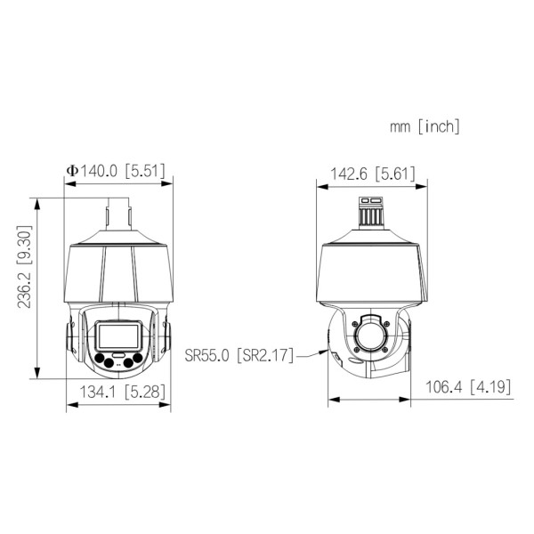 Acheter DAHUA SD3C405DB-GNY-A-PV Caméra PTZ IP 4M H265 WDR Éclairage double LED 30 m / IR 50 m zoom 5x IP66 PoE AUDIO micro/haut