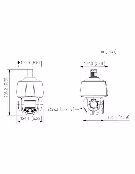 Comprar DAHUA SD3C405DB-GNY-A-PV Cámara PTZ IP 4M H265 WDR Iluminación Dual LED30m/IR50m 5x IP66 PoE AUDIO MIC/Altavoz E/S AI