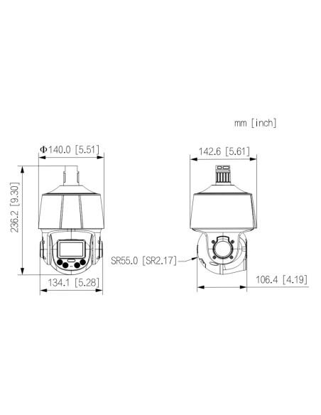 Acquistare DAHUA SD3C405DB-GNY-A-PV Telecamera PTZ IP 4M H265 WDR Illuminazione doppia LED30m/IR50m 5x IP66 PoE AUDIO MIC/Altopa