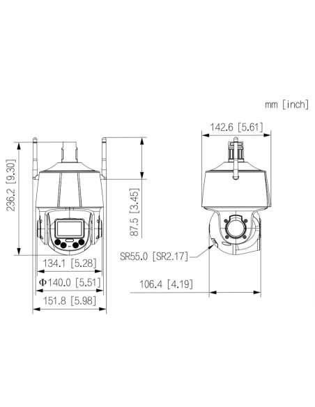 Acquistare DAHUA SD3C405DB-GNY-AW-PV Telecamera PTZ IP 4M H265 WDR Illuminazione doppia LED30m/IR50m 5x IP66 WiFi AUDIO MIC E/S 