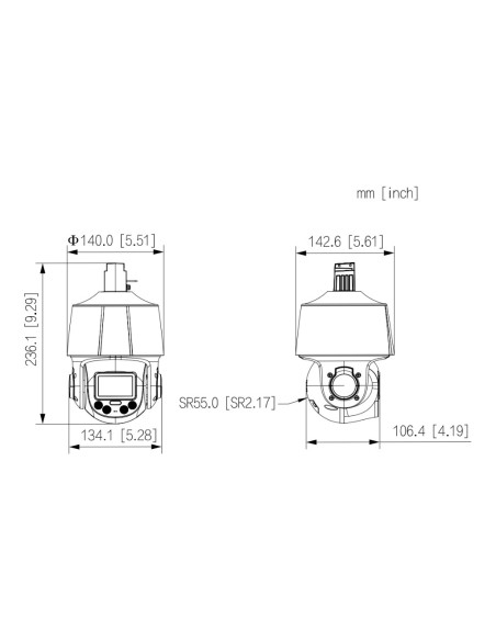 Comprar DAHUA SD3E405DB-GNY-A-PV1 Cámara PTZ IP 4M TiOC H265 WDR Iluminación Dual LED30m/IR50m 5x IP66 PoE AUDIO MIC E/S AI