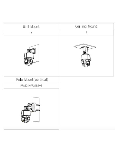 Comprar DAHUA SD3E405DB-GNY-A-PV1 Cámara PTZ IP 4M TiOC H265 WDR Iluminación Dual LED30m/IR50m 5x IP66 PoE AUDIO MIC E/S AI
