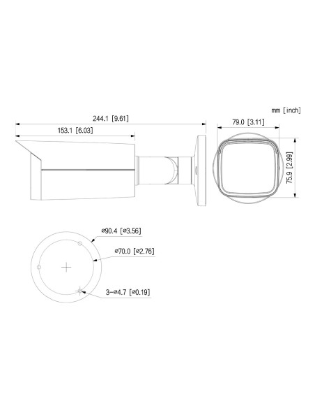 Acheter DAHUA HAC-HFW2241TU-Z-A-B Caméra tubulaire HDCVI 4EN1 2M 1080P DN ICR WDR Starlight IR 80 m 2.7-13.5 VFM IP67 MIC Couleu
