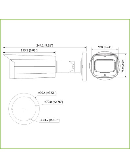 Acquistare DAHUA HAC-HFW2249T-I8-A Tubolare HDCVI 4IN1 2M 1080P FULL COLOR WDR Starlight 3.6mm IP67 AUDIO MIC