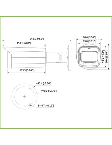 Acquistare DAHUA HAC-HFW2249T-I8-A-LED Tubolare HDCVI 4IN1 2M 1080P FULL COLOR WDR Starlight LED 40 m 3.6mm IP67 AUDIO MIC