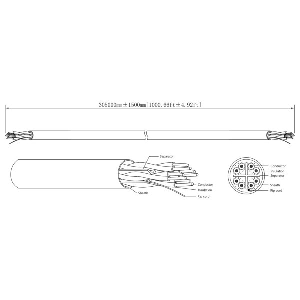 Acquistare DAHUA PFM923I-6UN-CC (PURPLE) Bobina da 305 m Cavo UTP CAT6 0.53mm Rame senza ossigeno CE CPR Cca. Guaina LSZH Viola