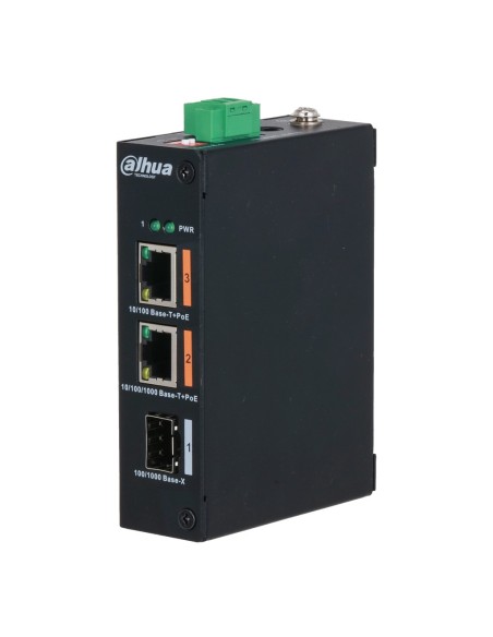 Kaufen DAHUA PFS3103-1GT1ET-60-V2 gehärteter Switch PoE 2.0 mit 2 Ports (1× 10/100 + 1× Gigabit) + 1× SFP-Gigabit-Uplink, 60 W, 