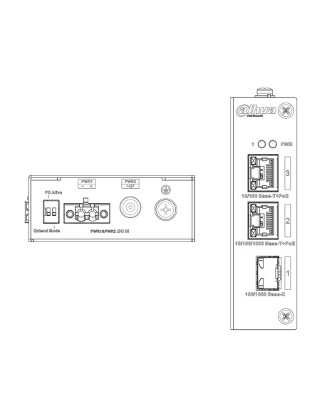 Acheter DAHUA PFS3103-1GT1ET-60-V2 Switch Hardened PoE 2.0 2 ports (1p 10/100 + 1p Gigabit) +1SFP liaison montante Gigabit 60W n