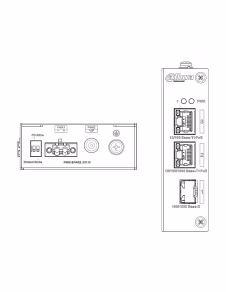Acquistare DAHUA PFS3103-1GT1ET-60-V2 Switch Hardened PoE 2.0 2 porte (1p 10/100 + 1p Gigabit) +1SFP Uplink Gigabit 60W Non gest