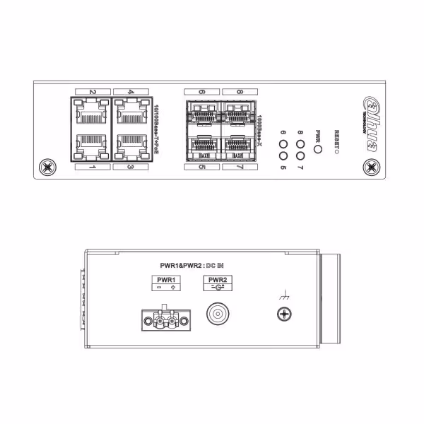 Kaufen DAHUA HS4408-4ET-60 gehärteter Switch PoE 4 Ports 10/100 + 4 SFP Gigabit 60 W verwaltbar Layer 2