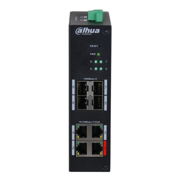 Comprar DAHUA HS4408-4ET-96 Switch Hardened PoE 4 puertos 10/100 +4SFP Gigabit 96W Gestionable Layer2