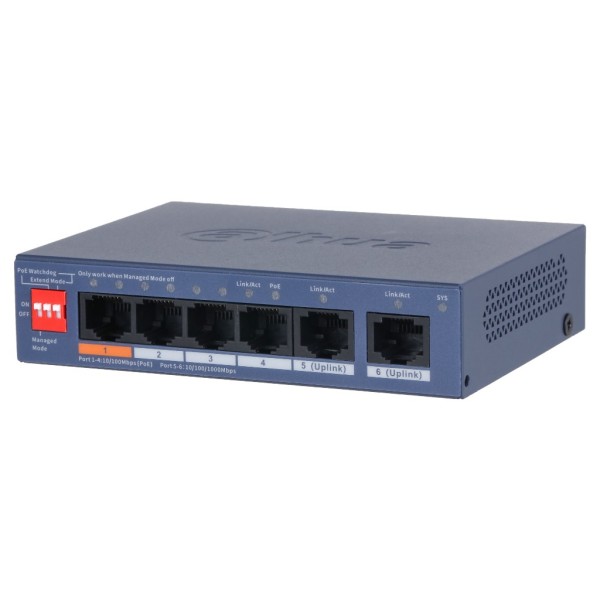 Kaufen DAHUA CS4006-4ET2GT-60 PoE-Switch mit 4 10/100-Ports + 2 RJ45-Gigabit-Uplink-Ports, 60 W, verwaltbar in der Cloud, Layer 