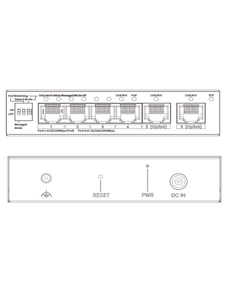 Kaufen DAHUA CS4006-4ET2GT-60 PoE-Switch mit 4 10/100-Ports + 2 RJ45-Gigabit-Uplink-Ports, 60 W, verwaltbar in der Cloud, Layer 