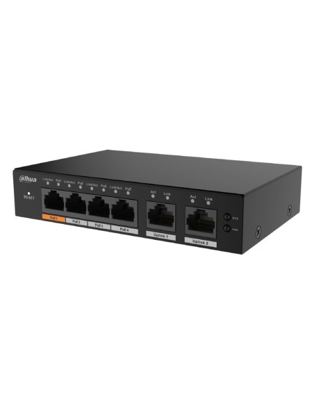 Comprar DAHUA S4100-4GT2GT-60-C Switch PoE 2.0 4 puertos Gigabit + 2RJ45 Uplink Gigabit 60W Gestionable en Cloud Layer2