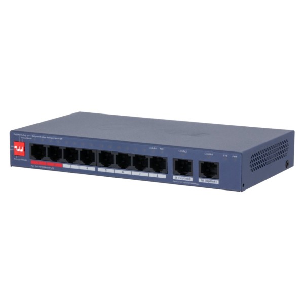 Acheter DAHUA CS4010-8ET2GT-110 Switch PoE 8 ports 10/100 + 2RJ45 Uplink Gigabit 110W gérable dans le Cloud Layer2