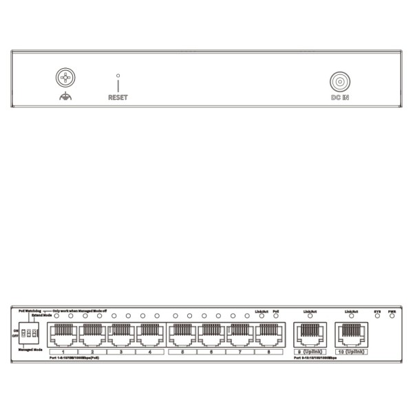 Kaufen DAHUA CS4010-8GT-110-V2 PoE-Switch mit 8 Gigabit-Ports + 2 RJ45-Gigabit-Uplink, 110 W, verwaltbar in der Cloud, Layer 2