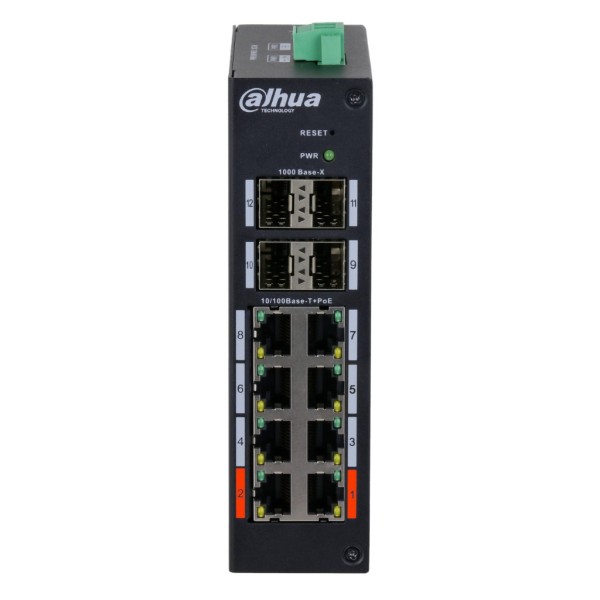Comprar DAHUA HS4412-8ET-120 Switch Hardened PoE 8 puertos 10/100 +4SFP Gigabit 120W Gestionable Layer2
