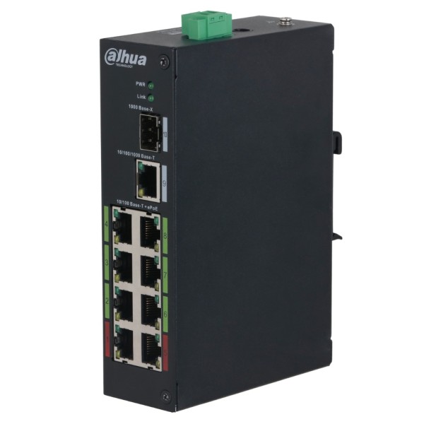 Acheter DAHUA LR2110-8ET-120-V2 Switch plage de température étendue ePoE 8 ports 10/100 + 1 RJ45 uplink Gigabit + 1 SFP Gigabit 
