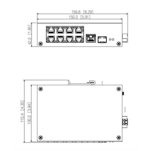 Acheter DAHUA LR2110-8ET-120-V2 Switch plage de température étendue ePoE 8 ports 10/100 + 1 RJ45 uplink Gigabit + 1 SFP Gigabit 