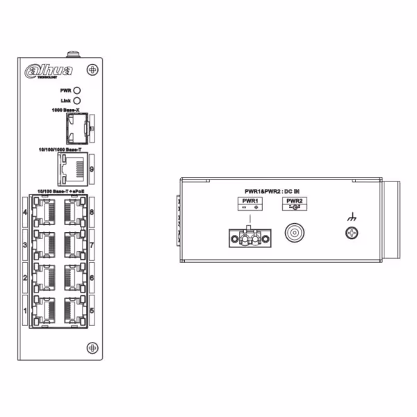 Comprar DAHUA LR2110-8ET-120-V2 Switch Rango Temp Extendida ePoE 8 puertos 10/100 + 1RJ45 Uplink Gigabit + 1SFP Gigabit 120W No_