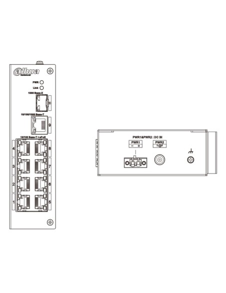 Acheter DAHUA LR2110-8ET-120-V2 Switch plage de température étendue ePoE 8 ports 10/100 + 1 RJ45 uplink Gigabit + 1 SFP Gigabit 